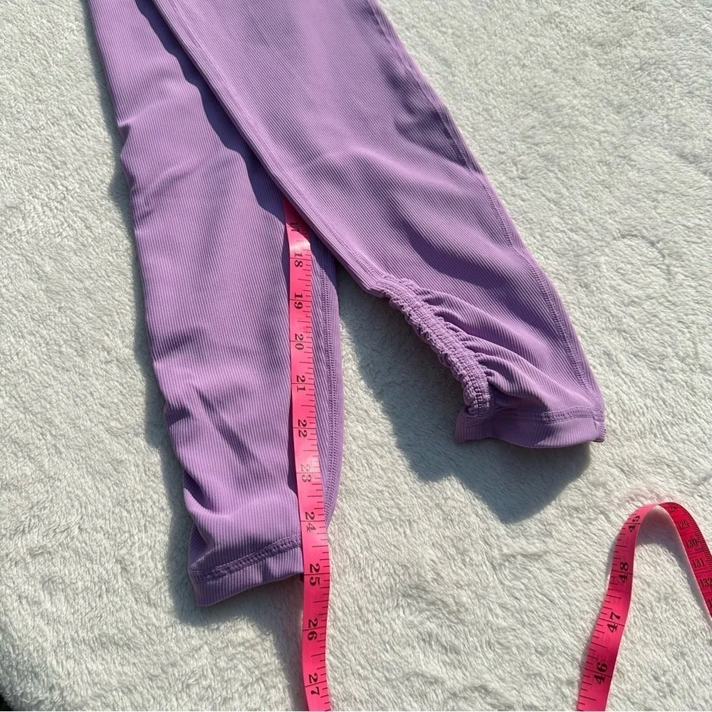 NWT Wilo the Label Ribbed Ruched Ankle Purple Leggings